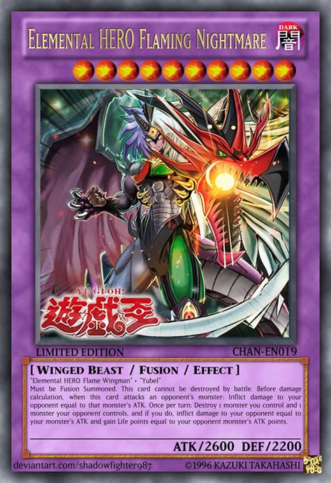 Elemental Hero Flaming Nightmare Yugioh Dragon Cards Custom Yugioh