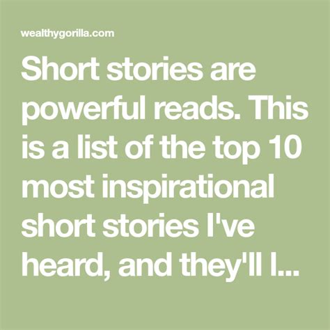 The 10 Most Inspirational Short Stories Ive Heard Inspirational