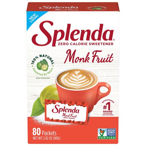 Splenda Monk Fruit Sweetener Packets 100 Natural Zero Calorie Sweetener Tastes Like Sugar