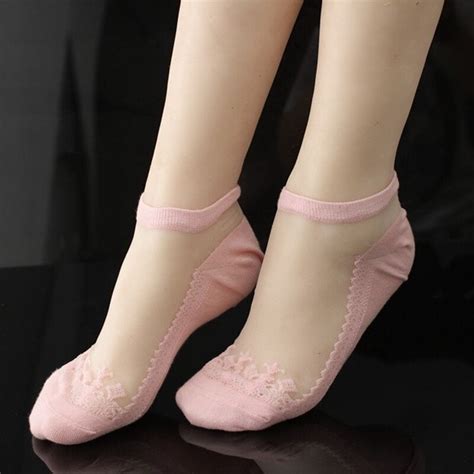 Pair Women Lace Ruffle Ankle Sock Soft Comfy Sheer Silk Cotton Elastic