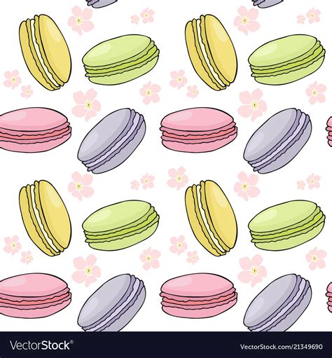 Seamless Pattern With Colorful Macaroon Or Macaron