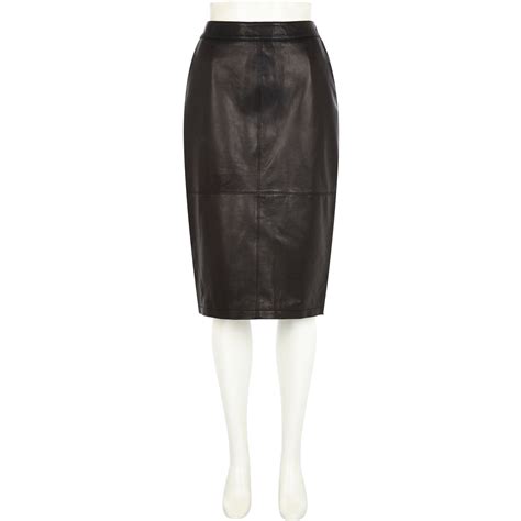 River Island Black Leather High Waisted Pencil Skirt In Black Lyst