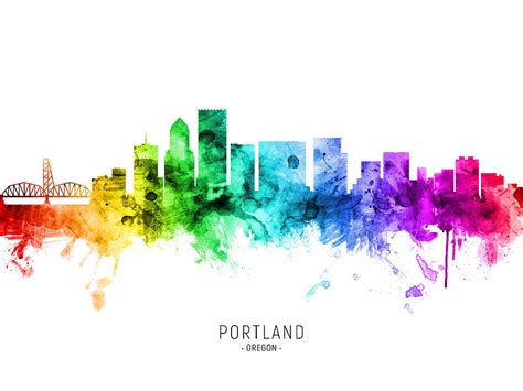 Portland Oregon Skyline 22 Digital Art By Michael Tompsett Fine Art