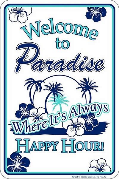 Wholesale Novelty Small Aluminum Parking Sign Welcome To Paradise