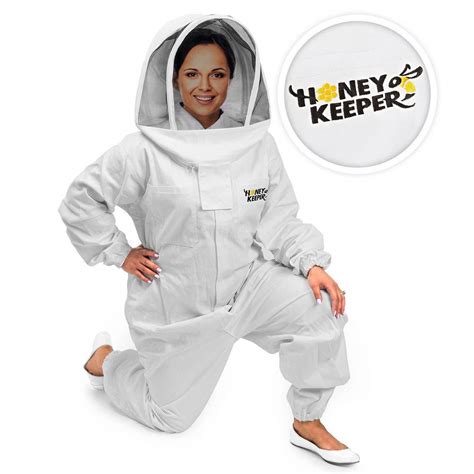 Professional Cotton Full Body Beekeeping Suit W Supporting Veil Hood Beesupplies Beekeeping