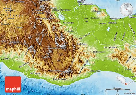 Physical Map Of Oaxaca