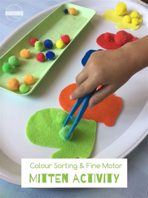 Color Sorting Fine Motor Mitten Match For Toddlers Preschoolers