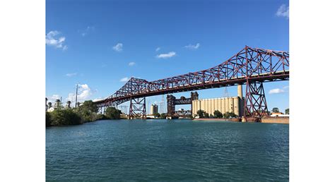 Calumet River At 92nd St Bridge Chicago Skyway Bridge In Sight