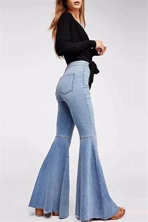 Chic High Waist Bell Bottoms Denim Jeans Fashion Denim Flare Jeans