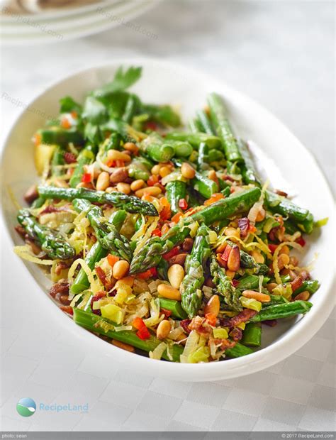 This link is to an external site that may or may not meet accessibility guidelines. Sauteed Asparagus, Leeks with Pancetta and Pine Nuts Recipe