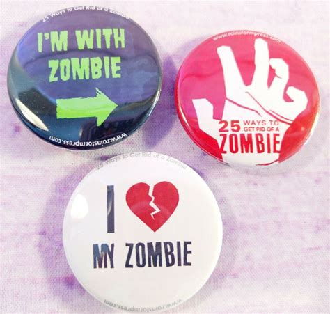 Metal Pinback Buttons Large Wholesale Lot Im With Zombie I Heart My