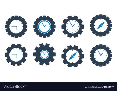 Time Icon Set Flat Style Eps Royalty Free Vector Image