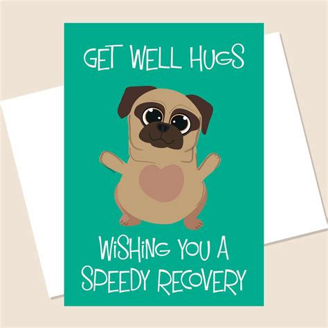 Pug Get Well Card, Speedy Recovery Card, Get Well Card for Pug Lovers