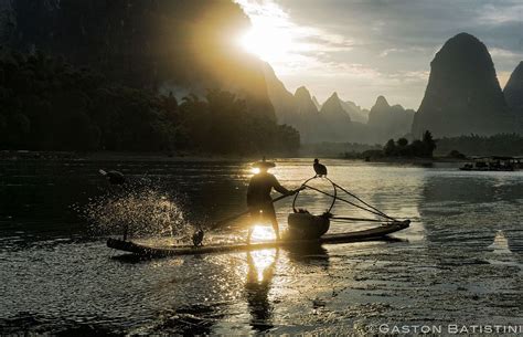 Fisherman Li River Near Yangshuo Guangxi Province China Gaston