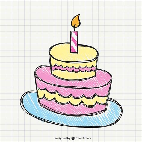 Free Vector Birthday Cake Drawing