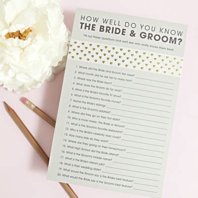 Are you looking for a bridal shower game to print for an upcoming shower? Free How Well Do You Know The Bride & Groom Game!