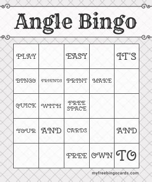 Next we have a free set of 10 camping bingo boards. Print 100+ Angle Bingo Cards
