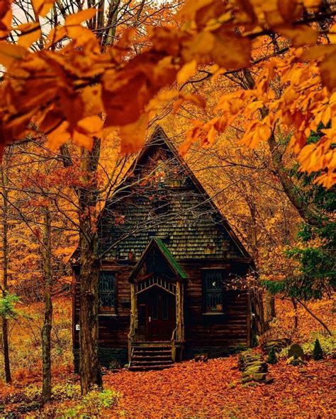Cabin In The Woods Autumn Scenes Autumn Cozy Autumn Fall Autumn