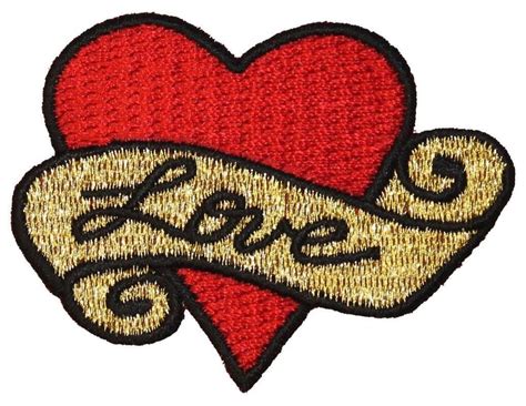 Tattoo Art Love Heart Embroidered Iron On Patch Heart Patches