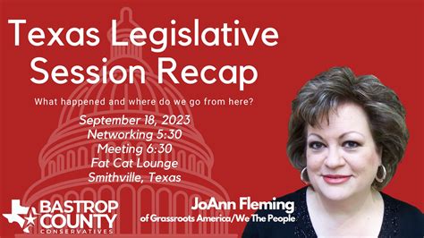 September Meeting Texas Legislative Session Recap With Joann Fleming