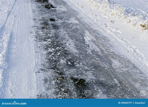 Frozen Road Stock Image Image Of Continuity Forest 49660797