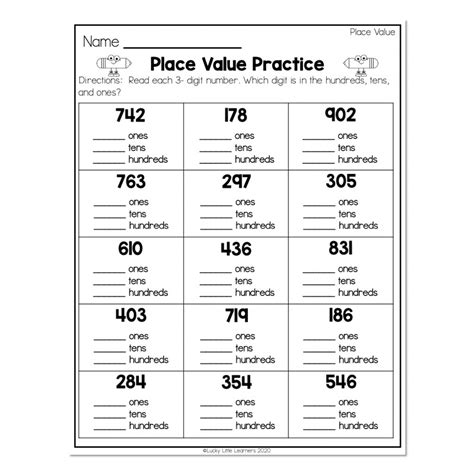 Place Value Worksheet Hundreds