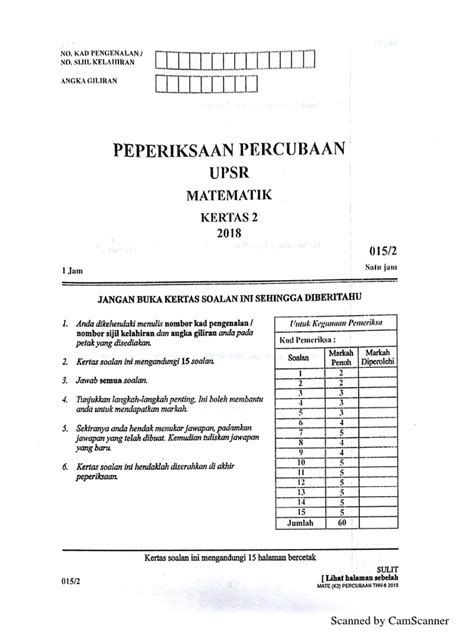 Koleksi soalan percubaan upsr 2021, ujian, nota, latihan. Soalan-Percubaan-UPSR-2018-Matematik-Negeri-Kelantan ...