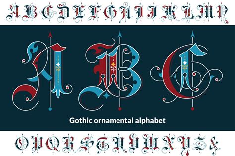Gothic Ornamental Alphabet Blackletter Fonts Creative Market