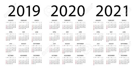 Eps Vector Simple Calendar For 2019 2020 2021 2022 2023 And 2024 Images