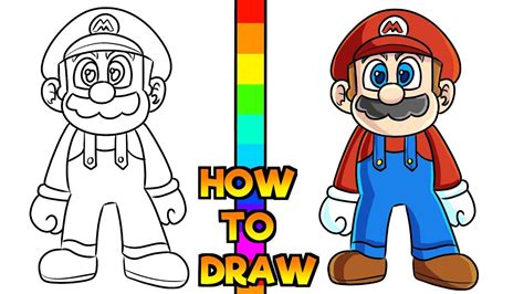 How To Draw Mario Cartoon Characters Drawing Easy Step