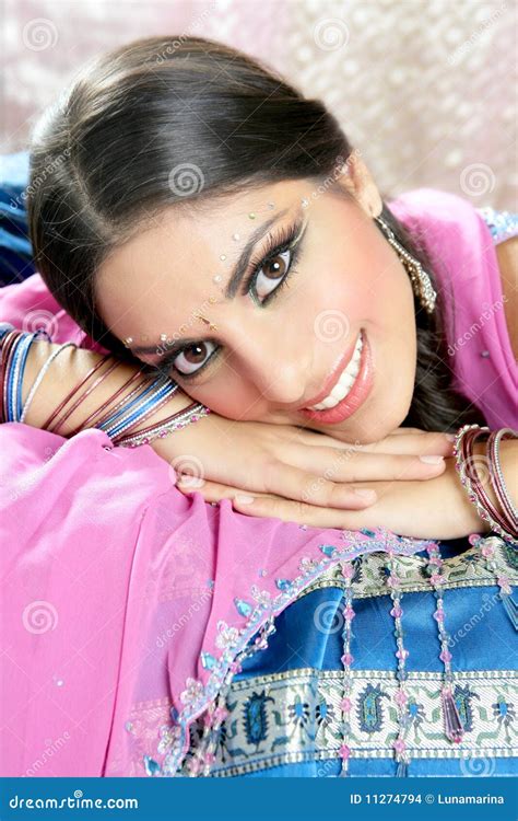 Beautiful Indian Brunette Woman Portrait Stock Photo Image Of