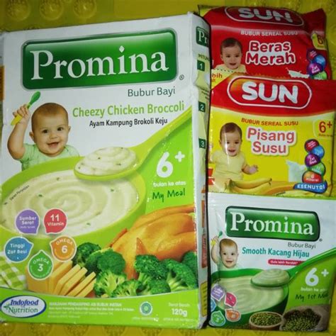 Tuangkan 50 g / 6 sendok makan promina bubur bayi ke dalam mangkok bersih 2. Promina bubur bayi 120gr | Shopee Indonesia