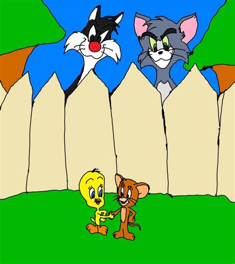 Tweety Bird Fan Art Tweety And Jerry Vs Sylvester And Tom Tom And