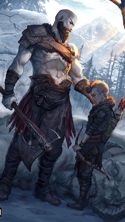 Kratos And Atreus God Of War Art Mobile Wallpaper God Of War Art