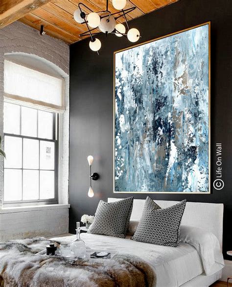 Original Abstract Art Blue White Gray Abstract Art On Canvas Extra