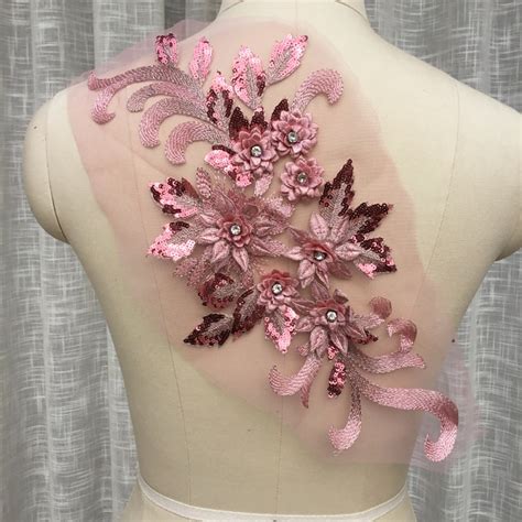 Cm D Beaded Lace Applique Pink Embroidery Bridal Veils Laces