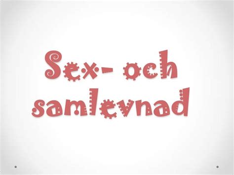 Sex Och Samlevnad
