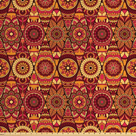 Mandala Fabric By The Yard Upholstery Floral Arrangement Hand Drawn
