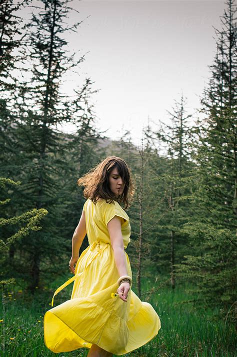 Woman Wearing Yellow Dress In The Nature Poraleksandra Jankovic