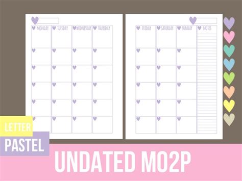 Monthly Calendar Mo2p Letter Size Printable By Rimanurprintables