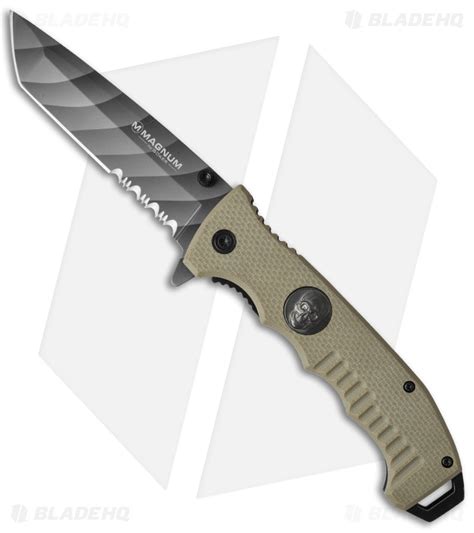 Boker Magnum Shades Of Gray Liner Lock Knife Tan G 10 375 Serr