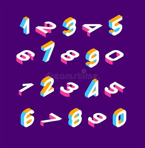 Isometrische Olored Zahlen 3d Dreidimensionales Alphabet Niedrige Poly