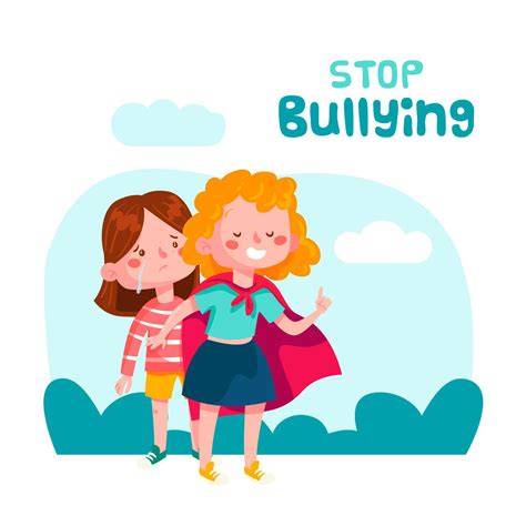 Stop bullying concept with girl protecting friend - Download Free Vectors, Clipart Graphics ...