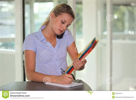 Busy Receptionist Multitasking Stock Photo - Image of secretary, offer