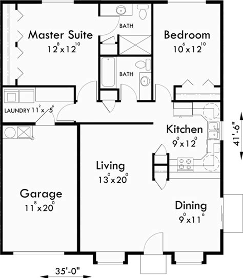 This modern one storey house consists of 3 bedrooms, 2 bathrooms, central kitchen and dining and a garage in front with white and spacious living room living room kitchen duplex design house design one storey house front verandah modern bungalow. One Story Duplex House Plans Bedroom - House Plans | #111017