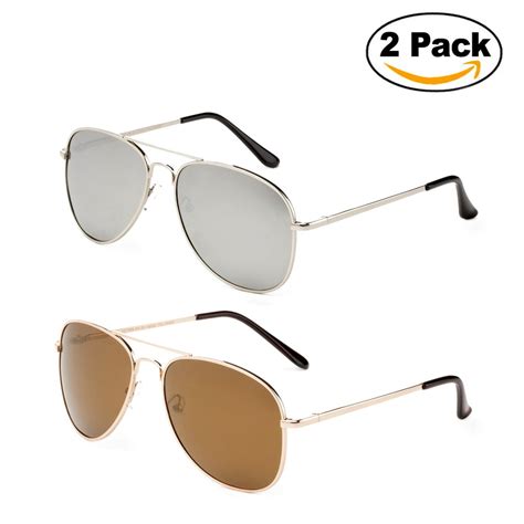 Newbee Fashion 2 Pack Polarized Sunglasses Classic Aviator Flash Full