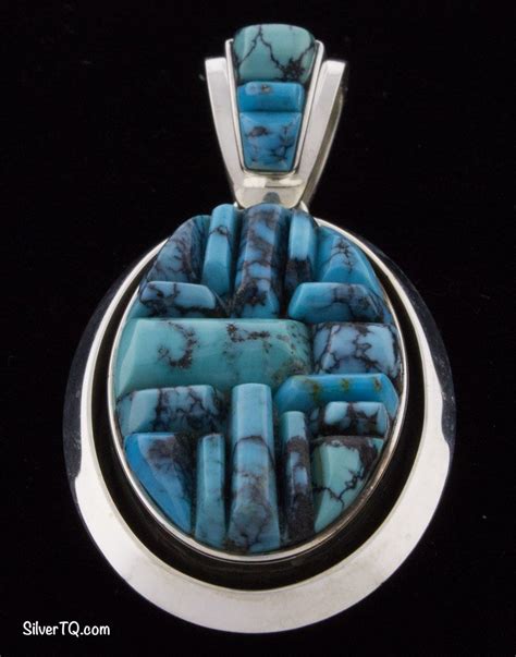 High Grade Natural Cloud Mountain Turquoise Cobblestone Inlay Pendant
