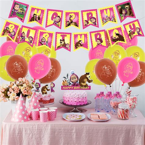 Masha And The Bear Birthday Party Decorationsmasha And The Bear Birthday Party Supplies Russian