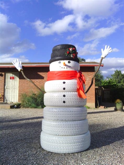 A very merry christmas to you all from the snowman! Making a Tire Snowman | ThriftyFun
