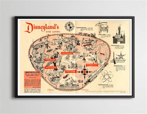 Disneland Map Print Poster Disney Disney World Vintage Magic Kingdom
